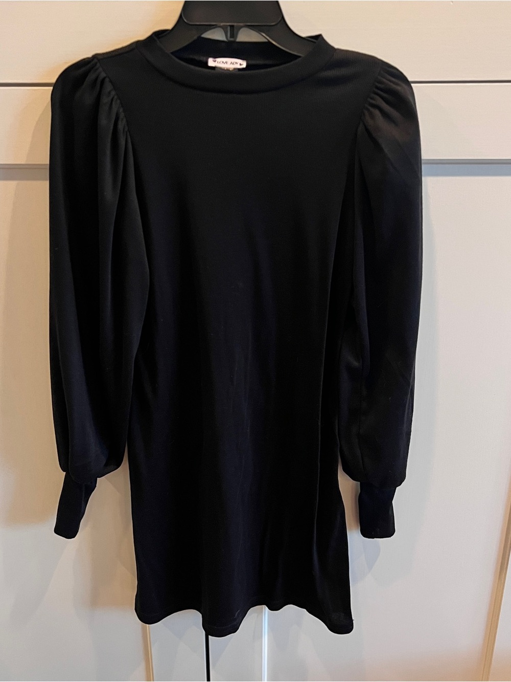 Love Ady Black Long/Puff-Sleeve Mini Dress-xs